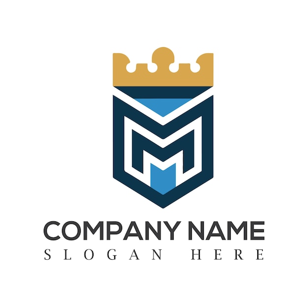 Elegant Royal Crown Shield Logo with Letter M