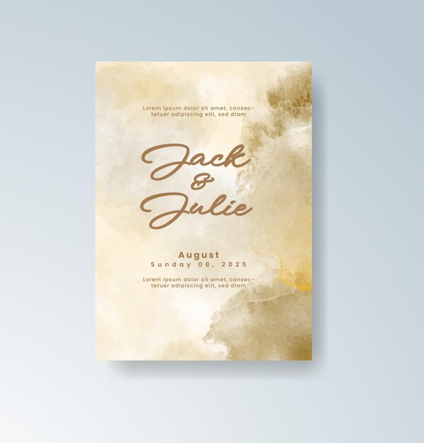 Elegant Watercolor Wedding Invitation with Gold Accents