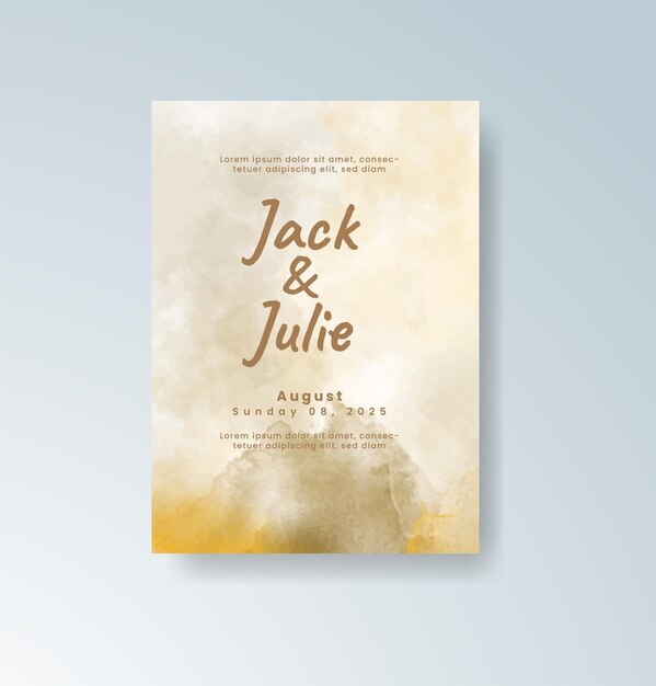 Elegant Watercolor Wedding Invitation with Golden Hues