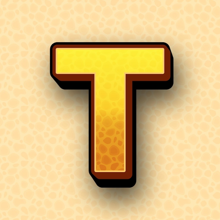 Vector elegante 3d patrón amarillo efecto vectorial letra t icono para personalizar sus fondos
