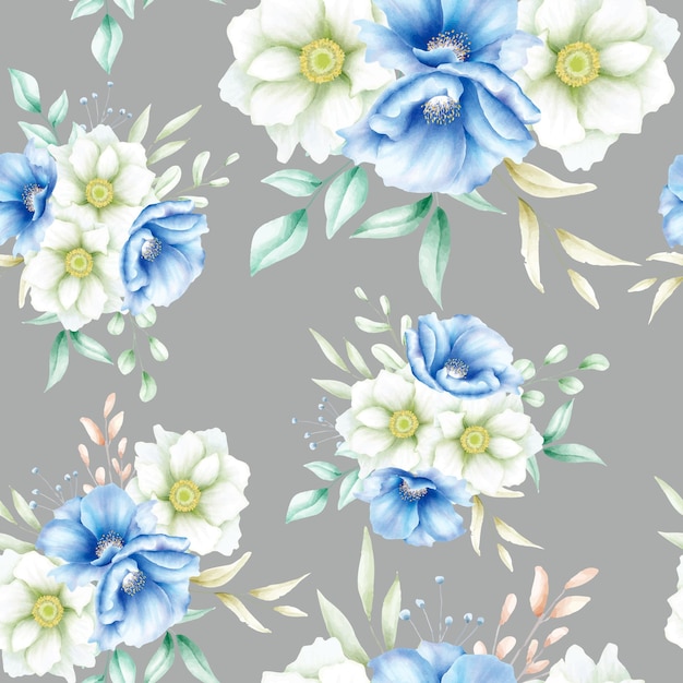 Elegante acuarela floral de patrones sin fisuras