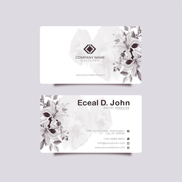 Elegante con acuarela floral en la plantilla de la tarjeta de invitación de boda