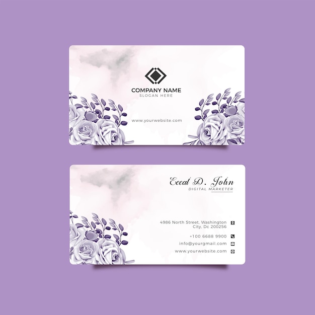 Elegante con acuarela floral en la plantilla de la tarjeta de invitación de boda