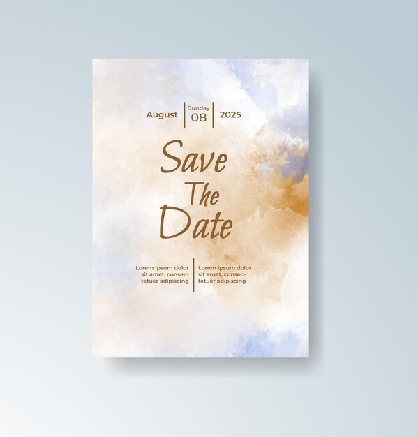 Elegante acuarela Guarde la fecha de la invitación de la boda