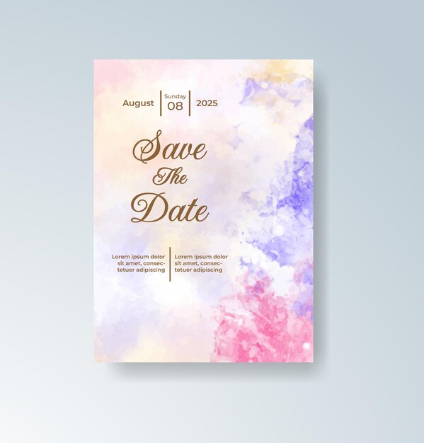 Elegante acuarela Guarde la fecha de la invitación de la boda
