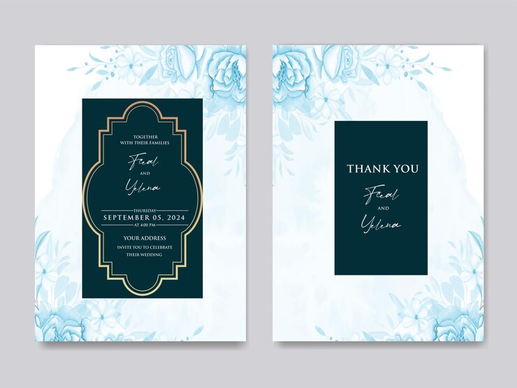 Elegante acuarela plantilla de invitación de boda en flor de cerezo con vector