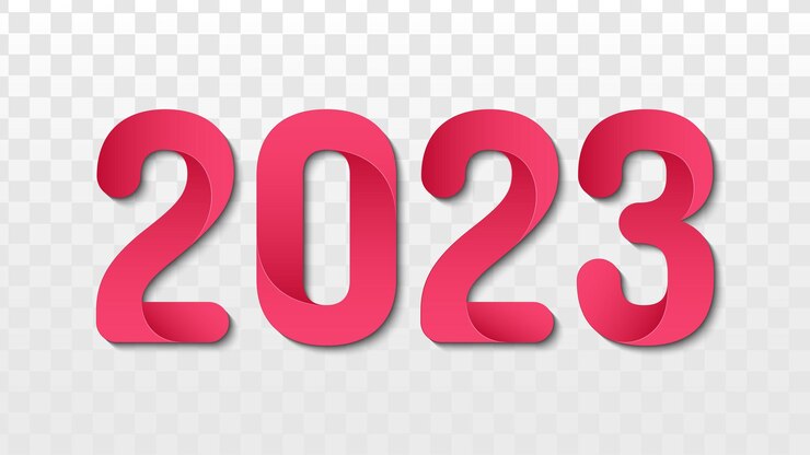 Vector elegante año nuevo 2023 con fondo transparente