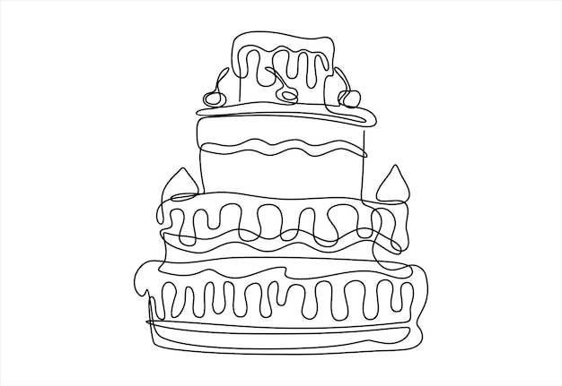 Elegante arte de línea de pastel de tres niveles