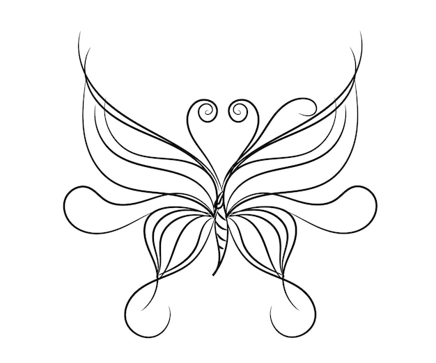 Elegante arte de líneas de mariposas monocromáticas