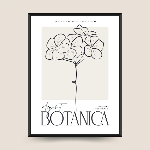 Elegante arte mural abstracto botánico. Colección de carteles de vector floral.