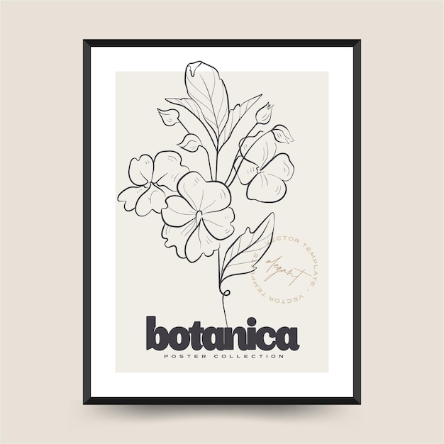 Elegante arte mural abstracto botánico. colección de carteles de vector floral.