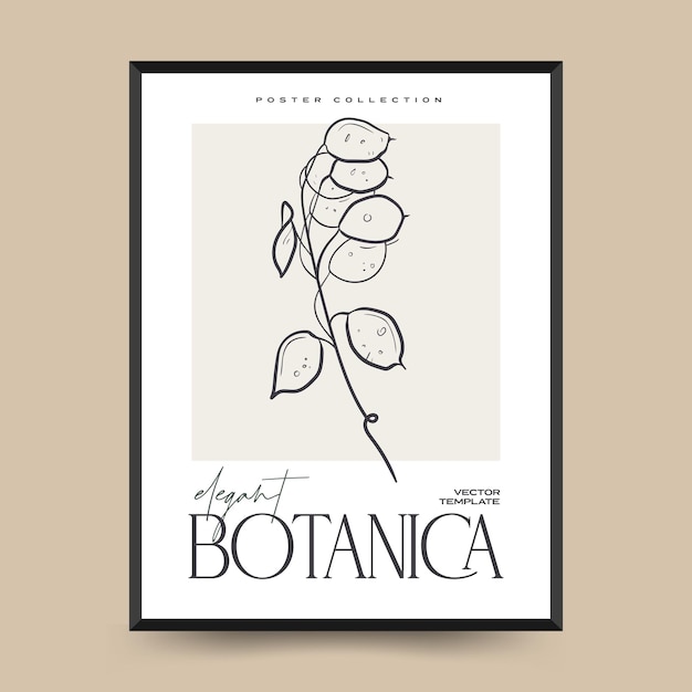 Elegante arte mural abstracto botánico. colección de carteles de vector floral.