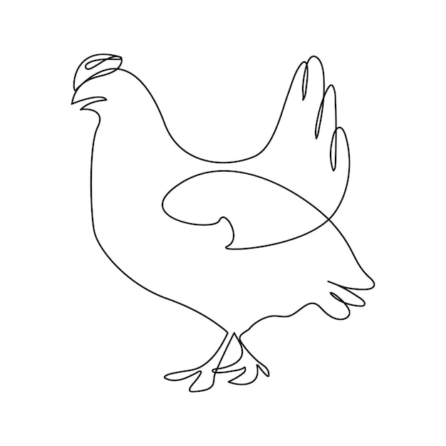 El elegante arte de una sola línea de un pollo
