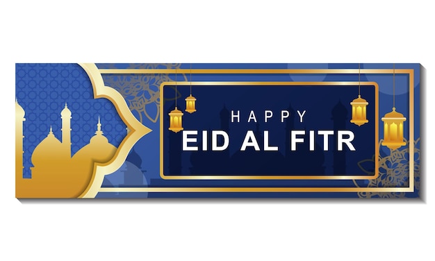 Elegante bandera islámica Feliz día de Eid Mubarak saludos
