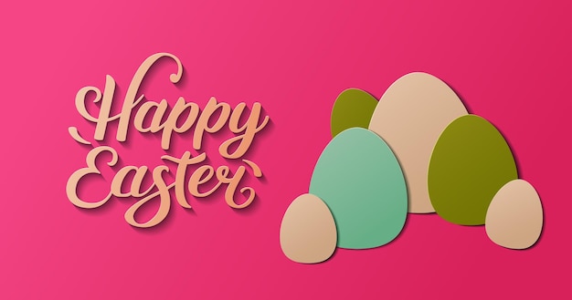 Elegante bandera de Pascua con huevos de estilo cortado en papel de colores