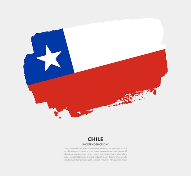 Elegante bandera de pincel dibujada a mano del país de Chile sobre fondo blanco
