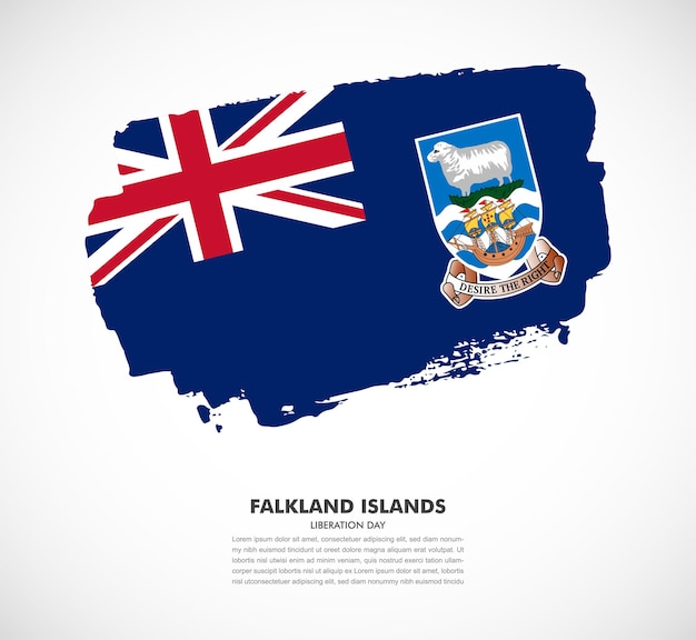 Elegante bandera de pincel dibujada a mano del país de las Islas Malvinas sobre fondo blanco