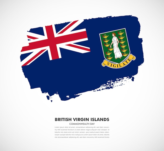 Elegante bandera de pincel dibujada a mano del país de las Islas Vírgenes Británicas sobre fondo blanco