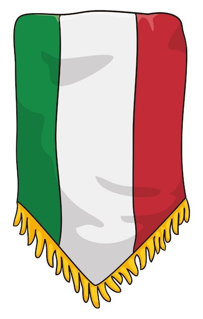 Elegante banderín con los colores de la bandera italiana y franjas doradas