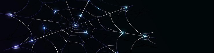 Vector elegante banner de fondo de telaraña azul con luz brillante