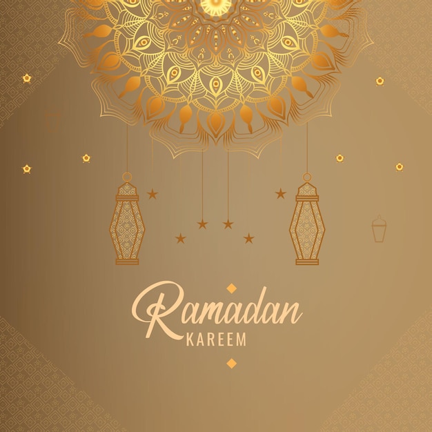 elegante banner de plantilla de ramadan kareem con adorno islámico brillante de lujo