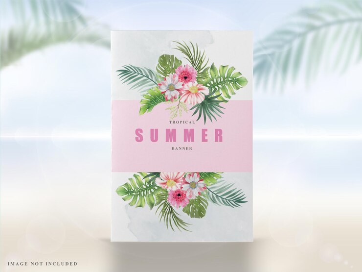 Elegante banner de verano de hojas tropicales