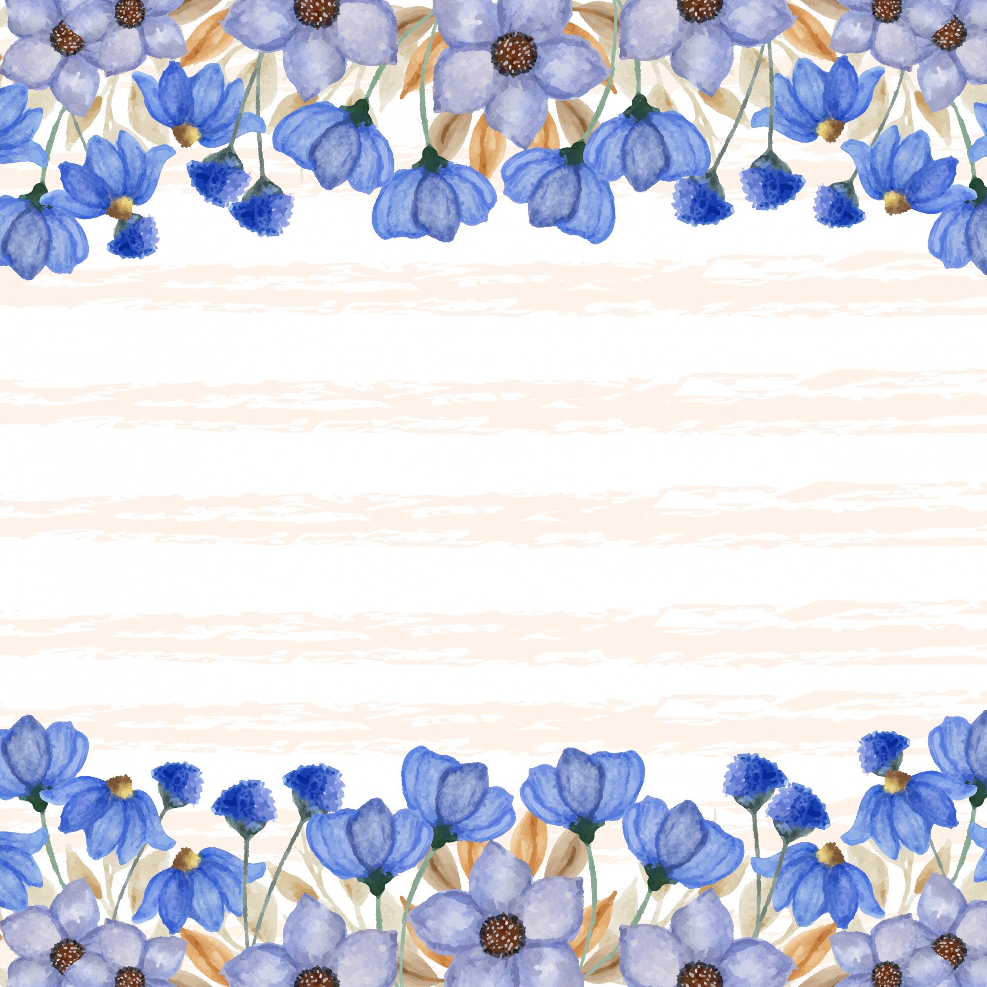 Elegante borde de flores azules con fondo de línea abstracta | Vector  Premium