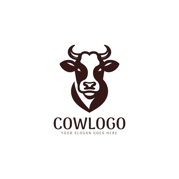 Elegante cabeza de vaca con diseño de espacio negativo