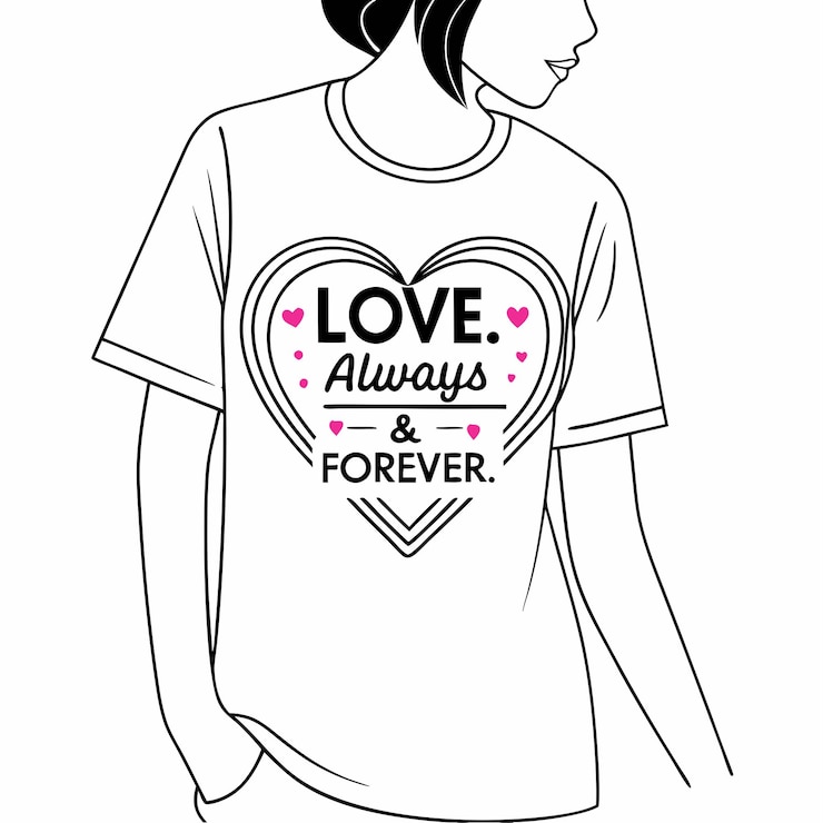 Vector elegante camiseta de día de san valentín con mensaje de amor diseño de amor moderno para el uso cotidiano minimalista