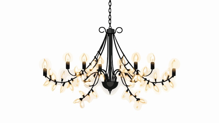 Vector elegante candelabro de luz navideña para decoraciones festivas en vista de gran ángulo