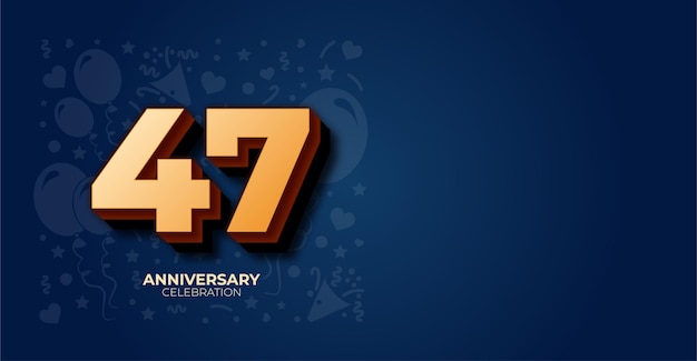 Elegante cartel vectorial de 47o aniversario o cumpleaños con espacio de copia personalizable