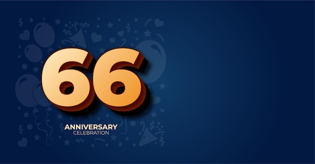 Elegante cartel vectorial de 66 aniversario o cumpleaños con espacio de copia personalizable