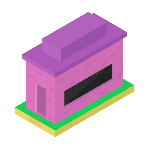 Elegante casa rosa Abstracción isométrica de un edificio Ilustración vectorial