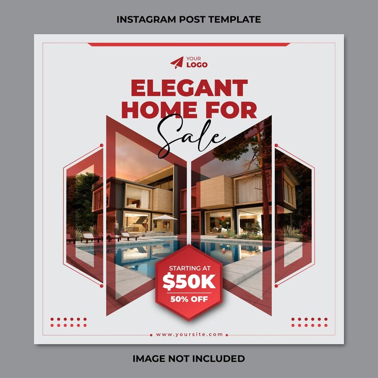 Elegante casa en venta Publicación de Instagram y plantillas de banner de redes sociales vector