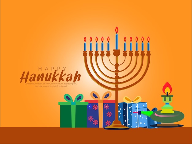 Elegante celebración de Hanukkah con regalos de Menorah y postres festivos