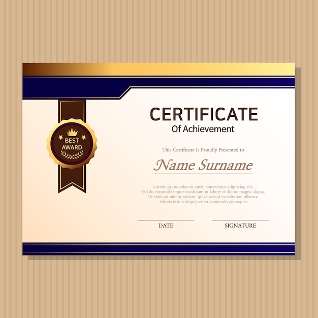 Elegante certificado con decorados azules