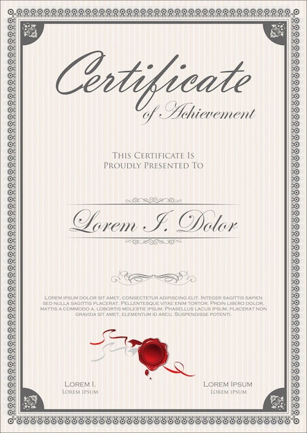 Elegante certificado o diploma de diseño retro vintage.