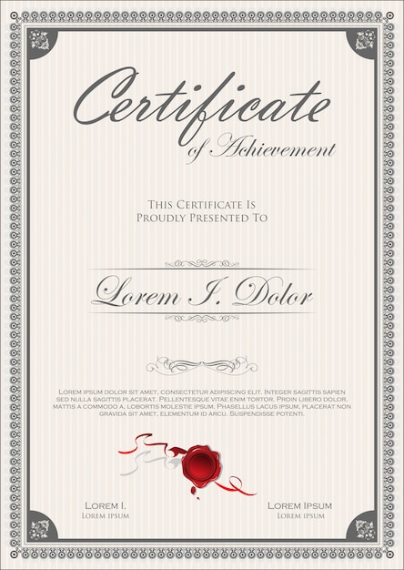 Vector elegante certificado o diploma de diseño retro vintage.