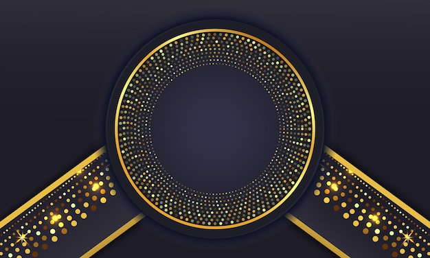 Elegante círculo dorado lujo fondo copia espacio iluminación chispa puntos brillantes vector de partículas