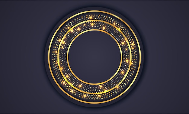 Elegante círculo dorado lujo fondo copia espacio iluminación chispa puntos brillantes vector de partículas