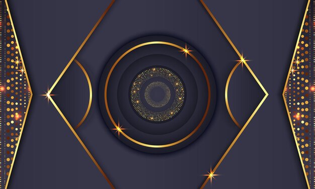 Elegante círculo dorado lujo fondo copia espacio iluminación chispa puntos brillantes vector de partículas