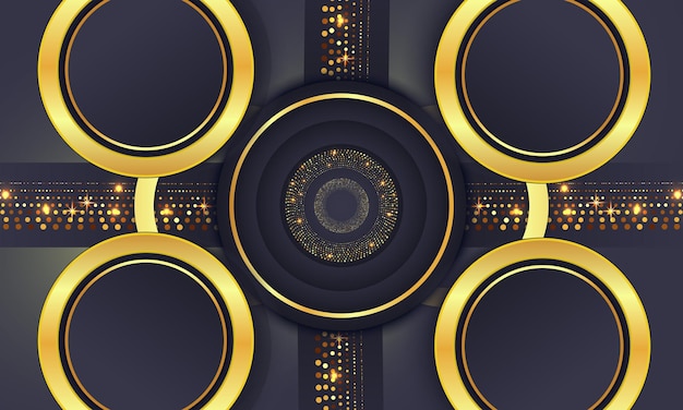 Elegante círculo dorado lujo fondo copia espacio iluminación chispa puntos brillantes vector de partículas