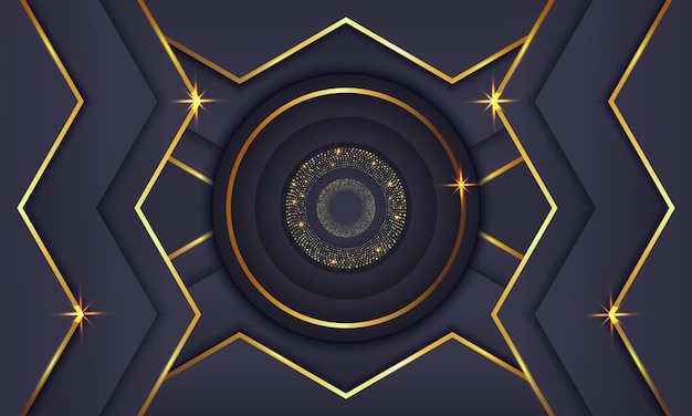 Elegante círculo dorado lujo fondo copia espacio iluminación chispa puntos brillantes vector de partículas