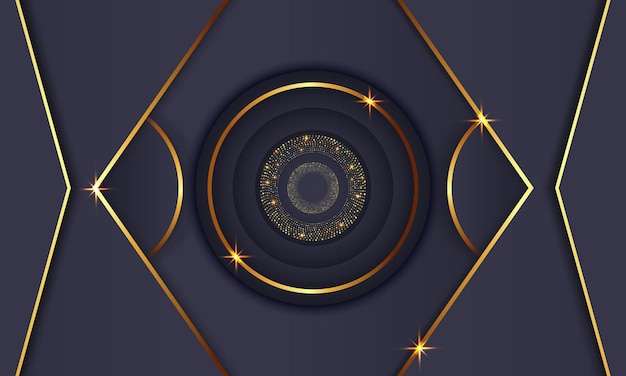 Elegante círculo dorado lujo fondo copia espacio iluminación chispa puntos brillantes vector de partículas