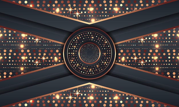 Elegante círculo dorado lujo fondo copia espacio iluminación chispa puntos brillantes vector de partículas