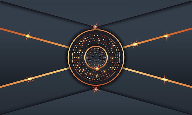 Elegante círculo dorado lujo fondo copia espacio iluminación chispa puntos brillantes vector de partículas