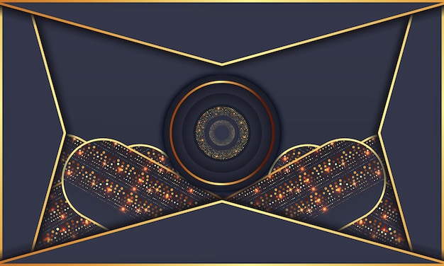 Elegante círculo dorado lujo fondo copia espacio iluminación chispa puntos brillantes vector de partículas