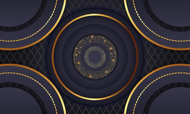 Elegante círculo dorado lujo fondo copia espacio iluminación chispa puntos brillantes vector de partículas