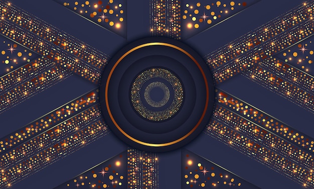 Elegante círculo dorado lujo fondo copia espacio iluminación chispa puntos brillantes vector de partículas