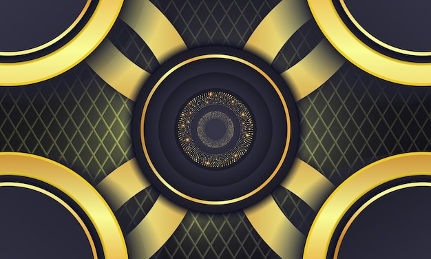 Elegante círculo dorado lujo fondo copia espacio iluminación chispa puntos brillantes vector de partículas